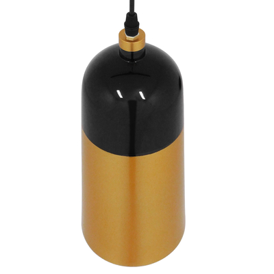 GloboStar® PALAZZO 01523 Μοντέρνο Κρεμαστό Φωτιστικό Καμπάνα Μονόφωτο 1 x E27 IP20 Μαύρο & Χρυσό Μέταλλο - Μ14 x Π14 x Υ34cm