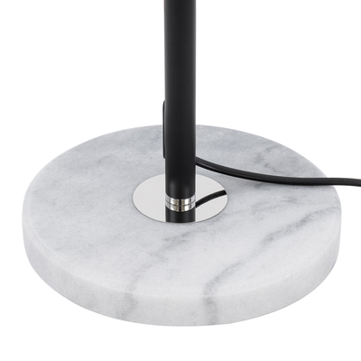 GloboStar® VERSAILLES 01540 Μοντέρνο Επιδαπέδιο Φωτιστικό Μονόφωτο 1 x E27 IP20 Μαύρο Αλουμίνιο, Λευκό Γυαλί με Γκρι Μάρμαρο - Μ25 x Π25 x Υ150cm