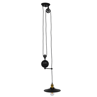 GloboStar® CARILO 01549 Vintage Κρεμαστό Φωτιστικό Ανάρτηση Μονόφωτο 1 x E27 IP20 Μαύρο & Χρυσό Μέταλλο - Μ32 x Π26 x Υ120cm