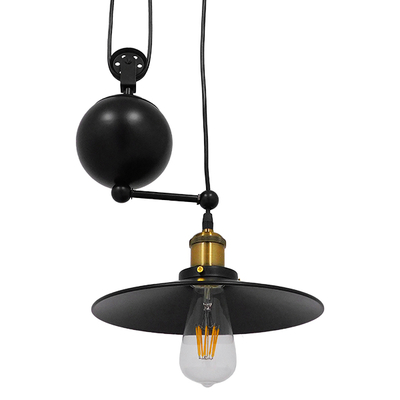 GloboStar® CARILO 01549 Vintage Κρεμαστό Φωτιστικό Ανάρτηση Μονόφωτο 1 x E27 IP20 Μαύρο & Χρυσό Μέταλλο - Μ32 x Π26 x Υ120cm