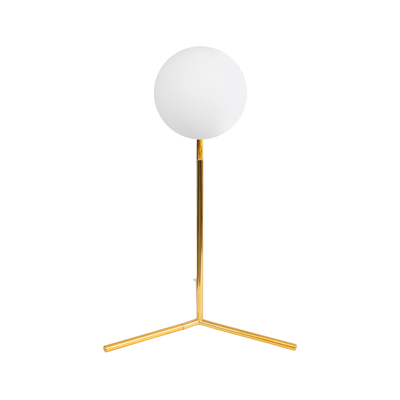 GloboStar® ELFIS GOLD 01551 Μοντέρνο Επιτραπέζιο Φωτιστικό Πορτατίφ Μονόφωτο 1 x E27 Χρυσό Μεταλλικό με Λευκό Γυαλί Μπάλα Φ15 x Υ53cm