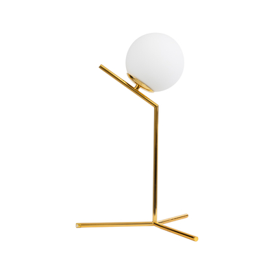 GloboStar® ELFIS GOLD 01551 Μοντέρνο Επιτραπέζιο Φωτιστικό Πορτατίφ Μονόφωτο 1 x E27 Χρυσό Μεταλλικό με Λευκό Γυαλί Μπάλα Φ15 x Υ53cm