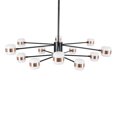 GloboStar® ORNATE 01553 Φωτιστικό Οροφής LED 104W lm ° AC 220-240V IP20 Φυσικό Λευκό 4500k Μαύρο & Χάλκινο Μέταλλο με Λευκό Πλαστικό - Μ65 x Π65 x Υ70cm - 2 Xρόνια Εγγύηση