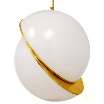 GloboStar® HUDSON 01555 Μοντέρνο Κρεμαστό Φωτιστικό Μπάλα Μονόφωτο 1 x E27 IP20 Λευκό Πλαστικό & Χρυσό Μέταλλο - Μ30 x Π30 x Υ34cm