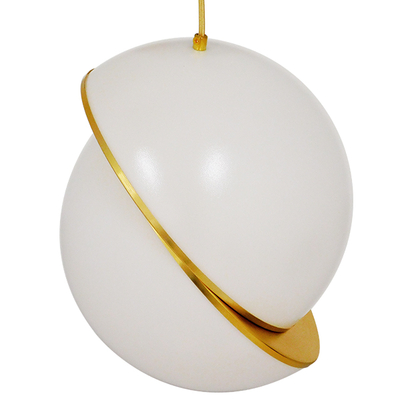 GloboStar® HUDSON 01555 Μοντέρνο Κρεμαστό Φωτιστικό Μπάλα Μονόφωτο 1 x E27 IP20 Λευκό Πλαστικό & Χρυσό Μέταλλο - Μ30 x Π30 x Υ34cm