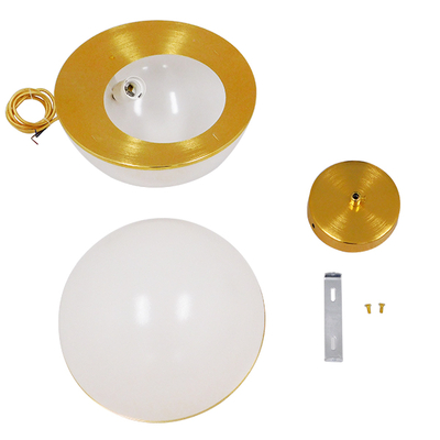 GloboStar® HUDSON 01555 Μοντέρνο Κρεμαστό Φωτιστικό Μπάλα Μονόφωτο 1 x E27 IP20 Λευκό Πλαστικό & Χρυσό Μέταλλο - Μ30 x Π30 x Υ34cm