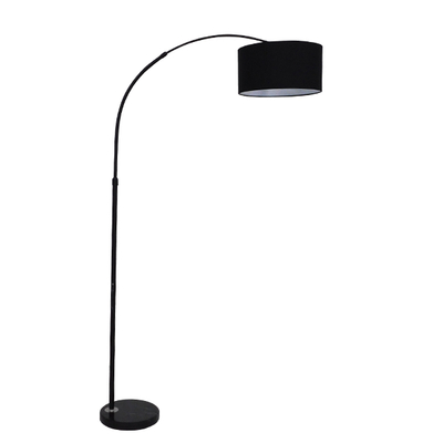 GloboStar® IMPERIAL 01587 Μοντέρνο Επιδαπέδιο Φωτιστικό Μονόφωτο 1 x E27 IP20 Μαύρο Μέταλλο, Μαύρο Ύφασμα με Μαύρο Μάρμαρο - Μ38 x Π38 x Υ172cm