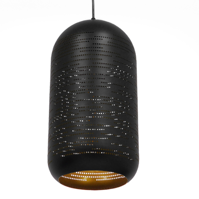 GloboStar® JANIS 01591 Μοντέρνο Κρεμαστό Φωτιστικό Καμπάνα Μονόφωτο 1 x E27 IP20 Μαύρο & Χρυσό Μέταλλο - Μ20 x Π20 x Υ41cm