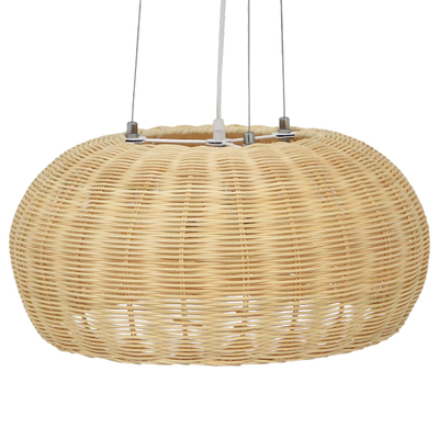 GloboStar® DE LA MER 01624 Boho Κρεμαστό Φωτιστικό Καμπάνα Τρίφωτο 3 x E27 IP20 Μπεζ Ξύλο - Μ45 x Π45 x Υ24cm