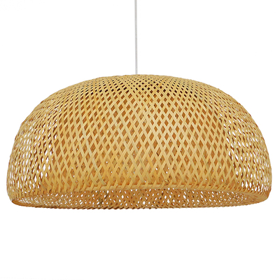 GloboStar® SAN TROPEZ 01627 Boho Κρεμαστό Φωτιστικό Πλέγμα Μονόφωτο 1 x E27 IP20 Μπεζ Ξύλο - Μ60 x Π60 x Υ29cm