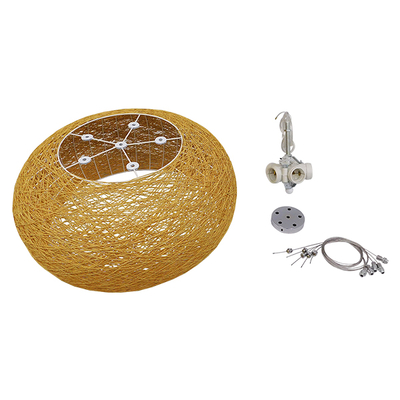 GloboStar® FIJI INCASS 01628 Vintage Κρεμαστό Φωτιστικό Καμπάνα Πολύφωτο 5 x E27 IP20 Μπέζ Rattan - Μ60 x Π60 x Υ29cm