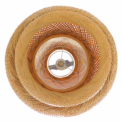 GloboStar® MALDIVES 01657 Boho Κρεμαστό Φωτιστικό Πλέγμα Μονόφωτο 1 x E27 IP20 Μπεζ Ξύλο - Μ56 x Π56 x Υ54cm