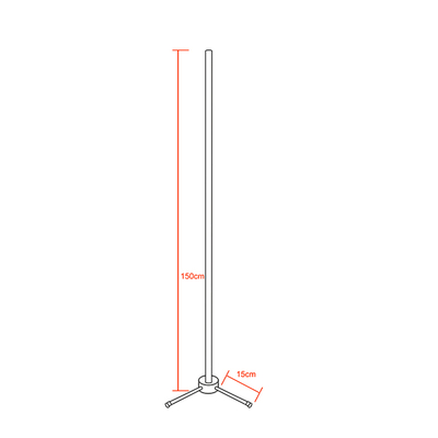 Μοντέρνο Minimal Επιδαπέδιο Μαύρο Φωτιστικό 150cm LED 24 Watt με Ασύρματο Χειριστήριο RF & Dimmer Κόκκινο GloboStar ALIEN Design GLOBO-150-4