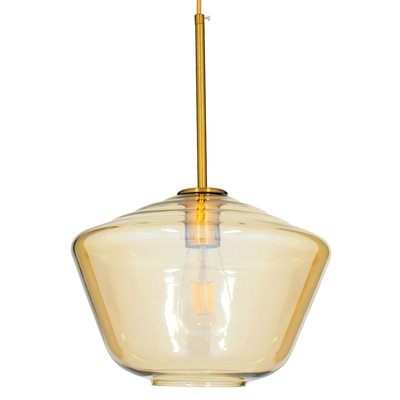 GloboStar® AMARIS 00870 Μοντέρνο Κρεμαστό Φωτιστικό Ανάρτηση Μονόφωτο 1 x E27 IP20 Μελί Γυαλί με Χρυσό Μέταλλο - Μ30 x Π30 x Y22cm