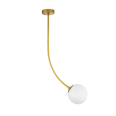 GloboStar® DRIZZLE 00921 Μοντέρνο Φωτιστικό Οροφής Μπάλα Μονόφωτο 1 x E27 IP20 Χρυσό Μέταλλο με Λευκό Γυαλί - Μ15 x Π15 x Υ100cm