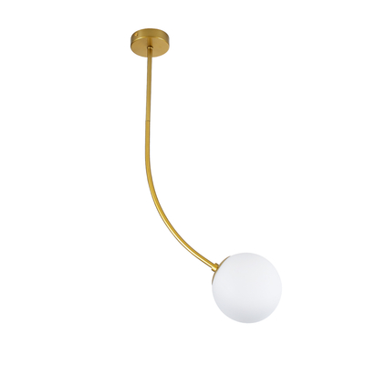 GloboStar® DRIZZLE 00921 Μοντέρνο Φωτιστικό Οροφής Μπάλα Μονόφωτο 1 x E27 IP20 Χρυσό Μέταλλο με Λευκό Γυαλί - Μ15 x Π15 x Υ100cm