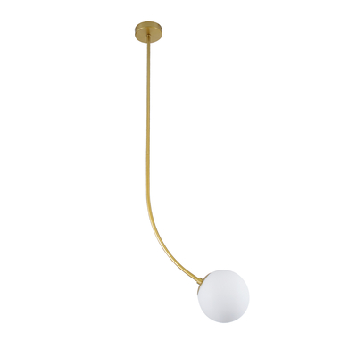 GloboStar® DRIZZLE 00922 Μοντέρνο Φωτιστικό Οροφής Μπάλα Μονόφωτο 1 x E27 IP20 Χρυσό Μέταλλο με Λευκό Γυαλί - Μ15 x Π15 x Υ70cm