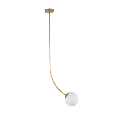 GloboStar® DRIZZLE 00922 Μοντέρνο Φωτιστικό Οροφής Μπάλα Μονόφωτο 1 x E27 IP20 Χρυσό Μέταλλο με Λευκό Γυαλί - Μ15 x Π15 x Υ70cm