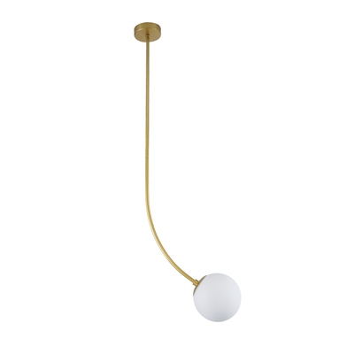 GloboStar® DRIZZLE 00922 Μοντέρνο Φωτιστικό Οροφής Μπάλα Μονόφωτο 1 x E27 IP20 Χρυσό Μέταλλο με Λευκό Γυαλί - Μ15 x Π15 x Υ70cm