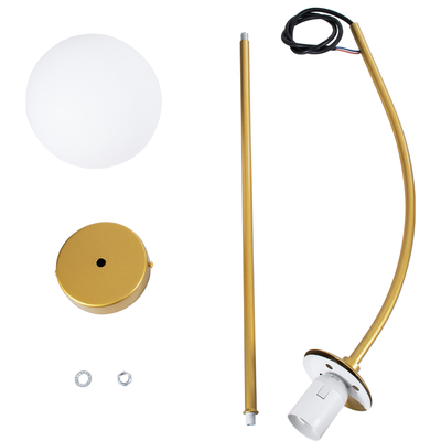 GloboStar® DRIZZLE 00922 Μοντέρνο Φωτιστικό Οροφής Μπάλα Μονόφωτο 1 x E27 IP20 Χρυσό Μέταλλο με Λευκό Γυαλί - Μ15 x Π15 x Υ70cm