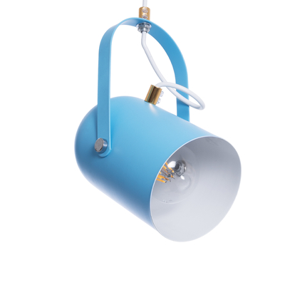 GloboStar® HAZEL 00927 Μοντέρνο Κρεμαστό Φωτιστικό Ανάρτηση Μονόφωτο 1 x E27 IP20 Μπλε, Άσπρο & Χρυσό Μέταλλο - Μ12 x Π12 x Υ27cm