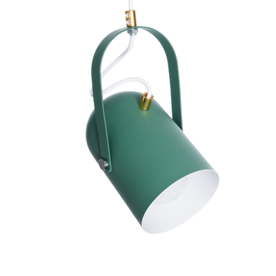 GloboStar® HAZEL 00928 Μοντέρνο Κρεμαστό Φωτιστικό Ανάρτηση Μονόφωτο 1 x E27 IP20 Πράσινο, Άσπρο & Χρυσό Μέταλλο - Μ12 x Π12 x Υ27cm