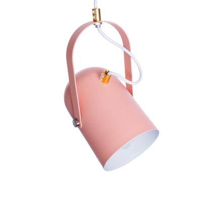 GloboStar® HAZEL 00929 Μοντέρνο Κρεμαστό Φωτιστικό Ανάρτηση Μονόφωτο 1 x E27 IP20 Ροζ, Άσπρο & Χρυσό Μέταλλο - Μ12 x Π12 x Υ27cm