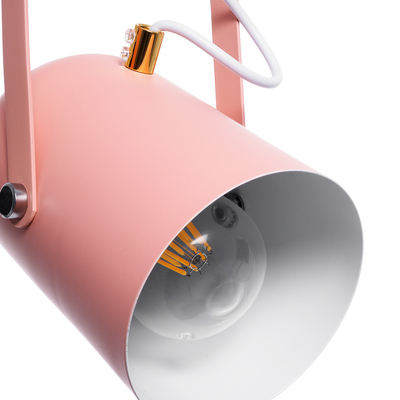 GloboStar® HAZEL 00929 Μοντέρνο Κρεμαστό Φωτιστικό Ανάρτηση Μονόφωτο 1 x E27 IP20 Ροζ, Άσπρο & Χρυσό Μέταλλο - Μ12 x Π12 x Υ27cm