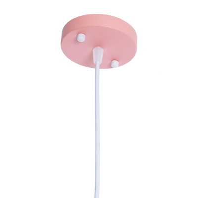 GloboStar® HAZEL 00929 Μοντέρνο Κρεμαστό Φωτιστικό Ανάρτηση Μονόφωτο 1 x E27 IP20 Ροζ, Άσπρο & Χρυσό Μέταλλο - Μ12 x Π12 x Υ27cm