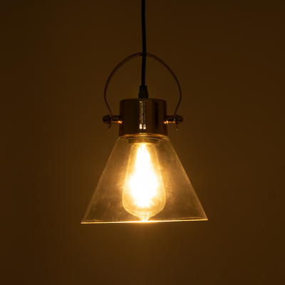 GloboStar® JAVER 00935 Vintage Κρεμαστό Φωτιστικό Καμπάνα Μονόφωτο 1 x E27 IP20 Διάφανο Γυαλί με Χάλκινο Μέταλλο - Μ19 x Π19 x Υ25cm