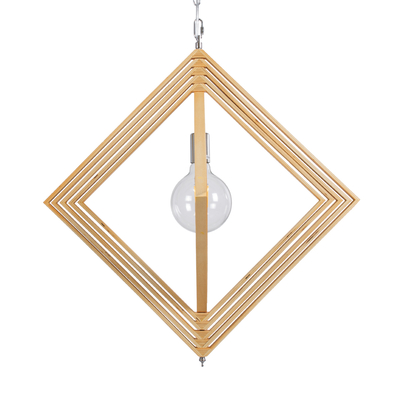 GloboStar® OCTAVE 01431 Μοντέρνο Κρεμαστό Φωτιστικό Οροφής Μονόφωτο 1 x E27 IP20 Μπεζ Ξύλο - Μ64 x Π64 x Y66cm