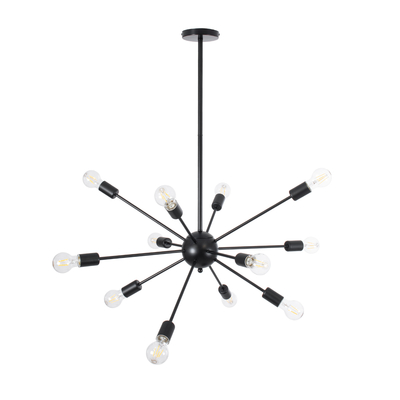 GloboStar® MILANO 01486 Μοντέρνο Φωτιστικό Οροφής Πλέγμα Πολύφωτο 12 x E27 IP20 Μαύρο Μέταλλο - Μ80 x Π80 x Υ80cm