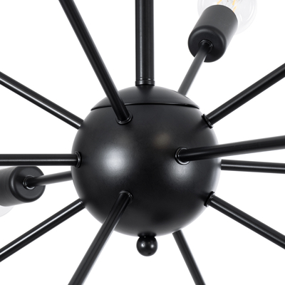 GloboStar® MILANO 01486 Μοντέρνο Φωτιστικό Οροφής Πλέγμα Πολύφωτο 12 x E27 IP20 Μαύρο Μέταλλο - Μ80 x Π80 x Υ80cm