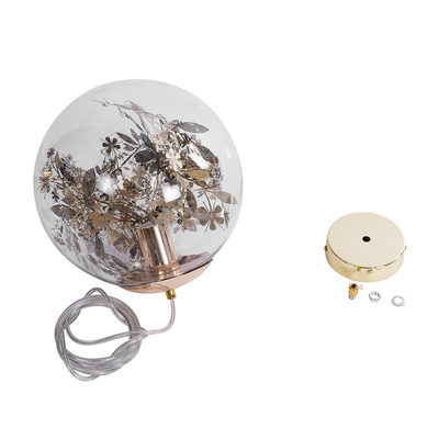 GloboStar® HARPER 01511 Μοντέρνο Κρεμαστό Φωτιστικό Μπάλα Μονόφωτο 1 x E27 IP20 Διάφανο Γυαλί με Χάλκινο Μέταλλο - Μ25 x Π25 x Υ30cm