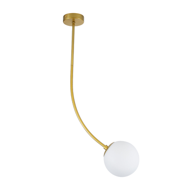 GloboStar® DRIZZLE 00921 Μοντέρνο Φωτιστικό Οροφής Μπάλα Μονόφωτο 1 x E27 IP20 Χρυσό Μέταλλο με Λευκό Γυαλί - Μ15 x Π15 x Υ100cm