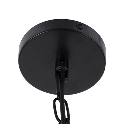 GloboStar® MERLIN 00865 Vintage Κρεμαστό Φωτιστικό Πλέγμα Τρίφωτο 3 x E14 IP20 Μαύρο Μέταλλο με Μπεζ Σχοινί - Μ28 x Π28 x Υ40cm