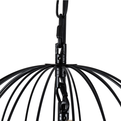 GloboStar® MERLIN 00865 Vintage Κρεμαστό Φωτιστικό Πλέγμα Τρίφωτο 3 x E14 IP20 Μαύρο Μέταλλο με Μπεζ Σχοινί - Μ28 x Π28 x Υ40cm