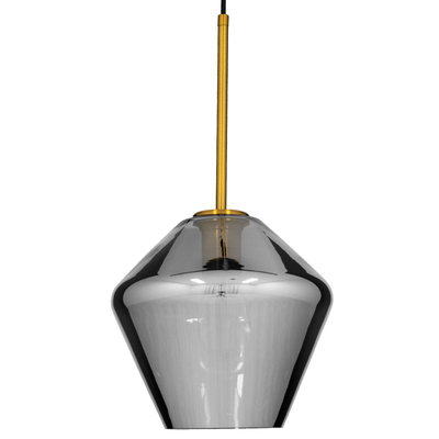 GloboStar® AMARIS 00872 Μοντέρνο Κρεμαστό Φωτιστικό Ανάρτηση Μονόφωτο 1 x E27 IP20 Διάφανο Γυαλί με Χρυσό Μέταλλο - Μ22 x Π22 x Y22cm