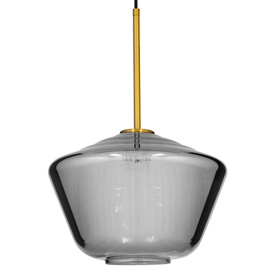 GloboStar® AMARIS 00873 Μοντέρνο Κρεμαστό Φωτιστικό Ανάρτηση Μονόφωτο 1 x E27 IP20 Διάφανο Γυαλί με Χρυσό Μέταλλο - Μ30 x Π30 x Y22cm