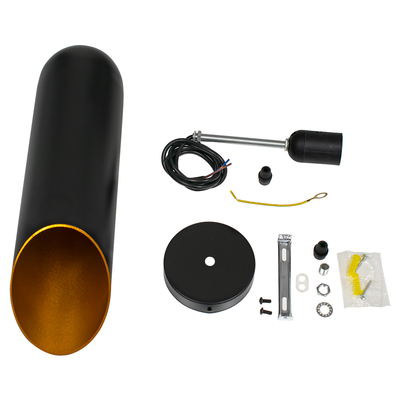 GloboStar® CARSON 01527 Μοντέρνο Κρεμαστό Φωτιστικό Ανάρτηση Μονόφωτο 1 x E27 IP20 Μαύρο & Χρυσό Μέταλλο - Μ10 x Π10 x Υ38cm