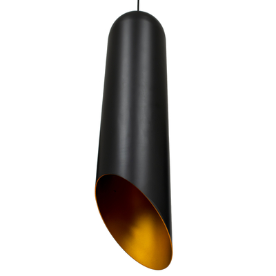 GloboStar® CARSON 01529 Μοντέρνο Κρεμαστό Φωτιστικό Ανάρτηση Μονόφωτο 1 x E27 IP20 Μαύρο & Χρυσό Μέταλλο - Μ15 x Π15 x Υ68cm
