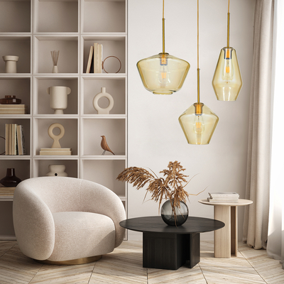 GloboStar® AMARIS 00871 Μοντέρνο Κρεμαστό Φωτιστικό Ανάρτηση Μονόφωτο 1 x E27 IP20 Μελί Γυαλί - Μ17 x Π17 x Y30cm