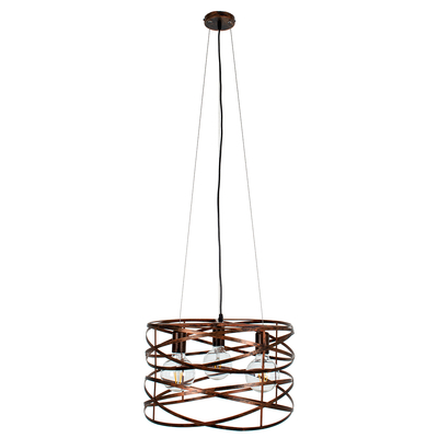 GloboStar® TOKEN 00856 Μοντέρνο Κρεμαστό Φωτιστικό Πλέγμα Τρίφωτο 3 x E27 IP20 Χάλκινο Μέταλλο Μ43 x Π43 x Υ29cm