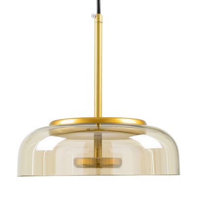 GloboStar® CHARLOTTE 00744 Μοντέρνο Κρεμαστό Φωτιστικό Καμπάνα CREE LED 5W 500lm 180° AC 85-265V IP20 Θερμό Λευκό 2700K Μελί Γυαλί με Χρυσό Μέταλλο - Μ23 x Π23 x Υ23cm - 2 Xρόνια Εγγύηση