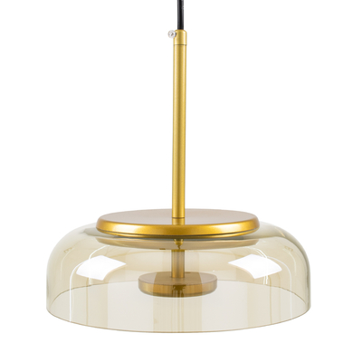 GloboStar® CHARLOTTE 00744 Μοντέρνο Κρεμαστό Φωτιστικό Καμπάνα CREE LED 5W 500lm 180° AC 85-265V IP20 Θερμό Λευκό 2700K Μελί Γυαλί με Χρυσό Μέταλλο - Μ23 x Π23 x Υ23cm - 2 Xρόνια Εγγύηση