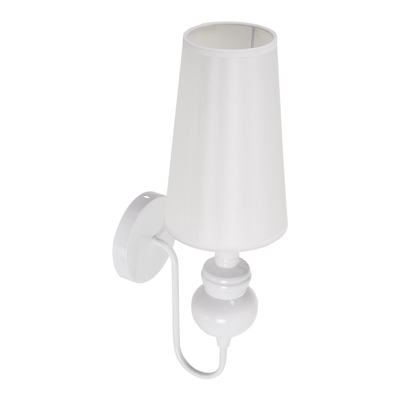 GloboStar® LAURA 01499 Μοντέρνο Επιτοίχιο Φωτιστικό Απλίκα Μονόφωτο 1 x E27 IP20 Λευκό Μέταλλο με Λευκό Ύφασμα - Μ21 x Π15 x Y48cm