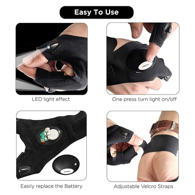 GloboStar® 79067 Γάντι Φακός με Φωτισμό LED για Αριστερό Χέρι 2W με Μπαταρία CR2016 Ψυχρό Λευκό 6000K