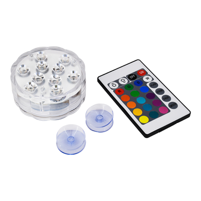 GloboStar® 79626 Υποβρύχια Διακοσμητική Φωτιζόμενη Βάση LED 5W για Μπουκάλια - Ποτήρια - Βάζα - Ναργιλέ Μπαταρίας με Ασύρματο Χειριστήριο IR Αδιάβροχη IP68 Πολύχρωμη RGB Dimmable