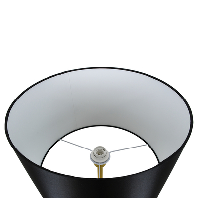 GloboStar® ASHLEY 00825 Μοντέρνο Επιδαπέδιο Φωτιστικό Μονόφωτο 1 x E27 IP20 Χρυσό Μέταλλο με Μαύρο Ύφασμα - Μ40 x Π40 x Υ148cm