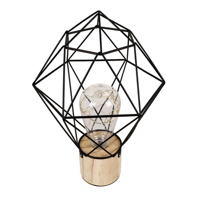 GloboStar® ANTLER 01443 Μοντέρνο Επιτραπέζιο Φωτιστικό Γραφείου LED USB DC 5V Μονόφωτο Μεταλλικό Ροζ με Ξύλινη Βάση Θερμό Λευκό 3000K Φ19 x Μ19 x Π19 x Υ23cm